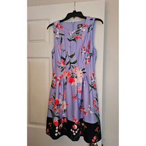 Vince Camuto Floral Print Sleeveless Pleated Knee-Length Dress Evening Wedding 8